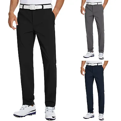 Men's Stretch Golf Pants Waterproof Quick Drying Zip Pockets Chino Work Trousers • $24.99