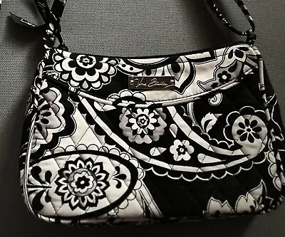 Vera Bradley Women's Cotton Hipster Crossbody Shoulder Purse Black White Grey • $30