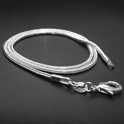 1mm 2mm 925 Sterling Silver Plated Snake Chain Necklace 16  18  20  22  24  • $6.98