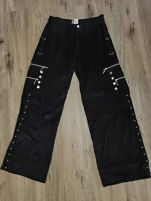 VTG Hard Leather Stuff Germany Black Wide Leg Bondage Pants S Goth Punk Rock Emo • $99.99