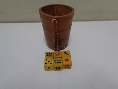 Vintage Leather Cup Dice Bakelite • $42.75