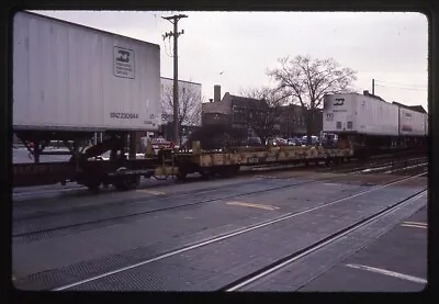 Railroad Slide - VTTX #93233 Trailer Train Flat Car 1989 Hinsdale IL Freight • $6