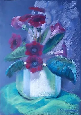Pastel Painting Gloxinia In A Pot Serdyuk B. Unframed Original Decor NSerb615 • £139.34