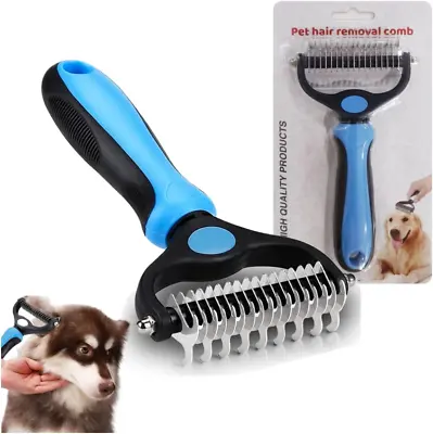 2 In 1 Pet Grooming Tool Dematting Comb For Dogs & Cats 2 Sided Undercoat Rake • £10.97
