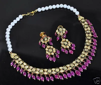 Most Beautiful 23kt Gold Natural African Ruby Diamond Mughal Necklace Earrings • $10000