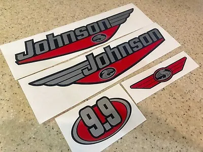 Johnson Outboard Motor Vintage Decal Kit 9.9 HP FREE SHIP + FREE Fish Decal! • $24