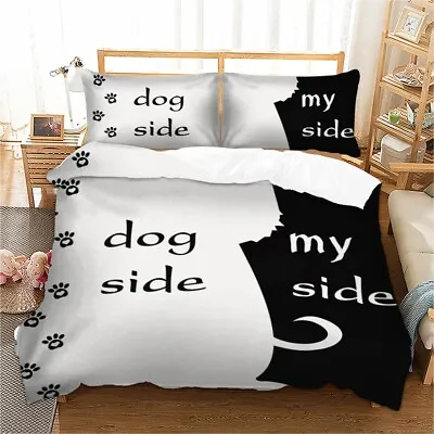 £34.79 • Buy Dog Side&My Side Duvet Quilt Cover Bedding Set Pillow Cases Single Double King