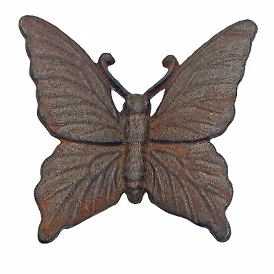 Wall Mountable Butterfly Garden Ornament Cast Iron Outdoor Animal Decoration • £5.99