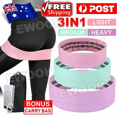 Resistance Booty Bands Set 3 Fabric Hip Circle Bands Workout Exercise Guide+Bag • $11.95
