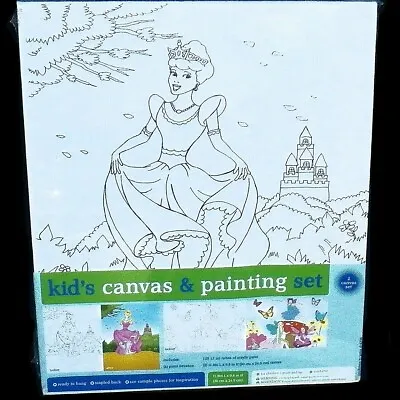 $34.99 • Buy Cinderella Princess Fairies Kids Canvas Painting Set Paint Brushes Acrylic Paint