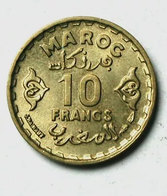 1371(1952) MOROCCO 10 Francs Coin - AU++ Lustre • $4.67