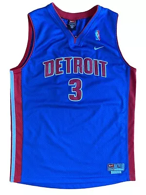 Vintage Nike Detroit Pistons Ben Wallace NBA #3 Jersey Size Large Youth Vgc • $42