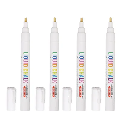 4X White Liquid Chalk Marker Pen Dry Erase For Chalkboards Windows Glass Mirrors • £4.04