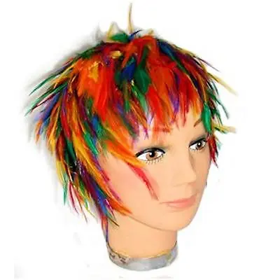 $12.99 • Buy Gay Pride Wig Rainbow Hackle Wig Chandelle Feather Wig Pride Festival LGBTQ
