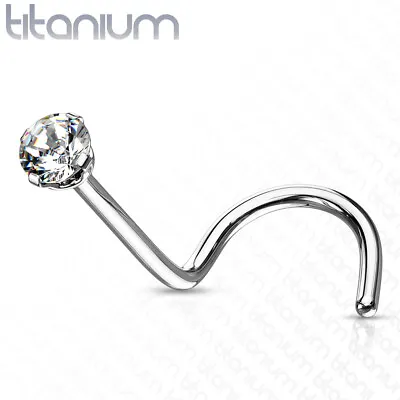 SOLID IMPLANT GRADE 23 TITANIUM -  Clear Crystal Nose Screw Stud Ring 2mm 2.5mm • £4.67