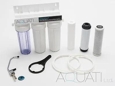 £52.95 • Buy Three Stage Under-sink Drinking Water Filter Sytsem Tap Kit Faucet + Accessories