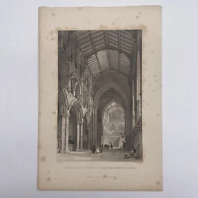 Antique 1833 Hexham Church Northumberland Engraving Print • $15