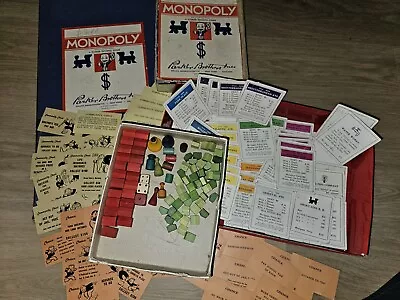 Vtg 1935 1936 1937 Blue Box Monopoly Game W/Board Wood Pieces Parker Brothers • $0.99