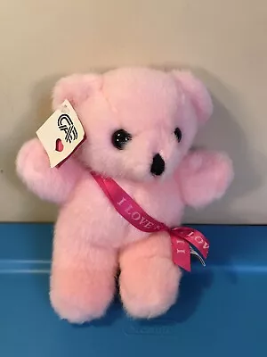 Pink 9  Teddy Bear Plush With  I Love You  Ribbon 1987 Platinum Management • $11.25