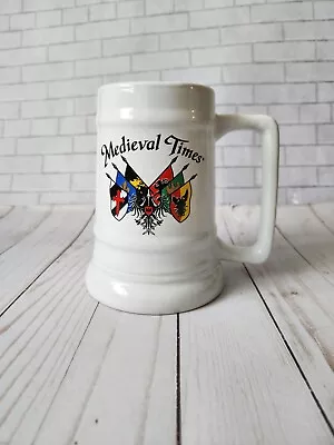 Medieval Times Stein White Crest Flags Beer Mug Large Handle • $10