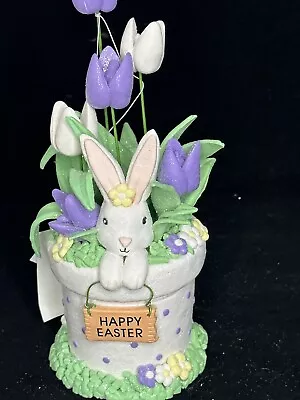 MARTHA STEWART Bunny In A Flower Pot With Happy Easter Sign NWT Spring Decor • £20.24