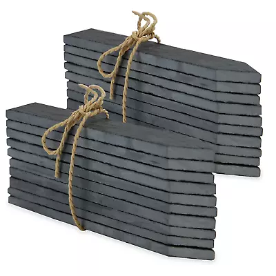 £13.99 • Buy Slate Garden Markers & Chalk Plant Herb Labels Greenhouse Stakes Set Of 20 | M&W