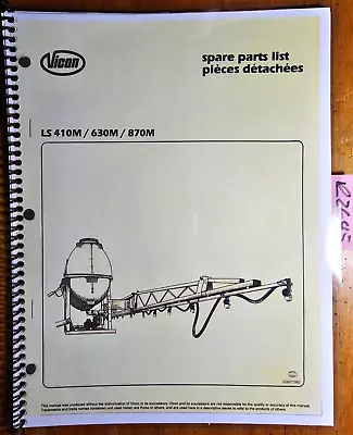 Vicon LS410M LS630M LS870M Sprayer Parts Manual 50001090 • $15.99