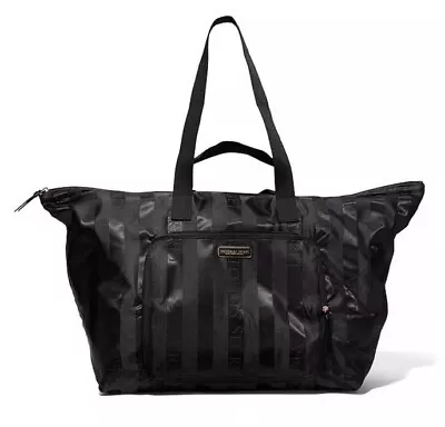 NEW Victoria's Secret VS Gym Getaway Packable Weekender Tote Foldable Bag Black • $34.75