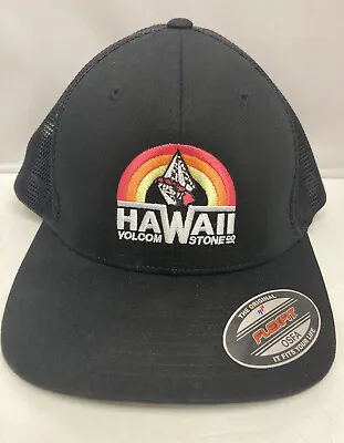 Volcom Stone Snapback Hat One Size Black Hawaii Logo Mesh Mens Trucker Cap • $24.95