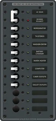 Blue Sea Marine EUROPEAN 230v / 50hz AC Electrical Circuit Breaker Main Panel  • $229.95