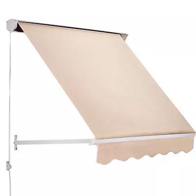 6' Drop Arm Manual Retractable Sun Shade Patio Deck Window Awning Cover Cream • $89.43