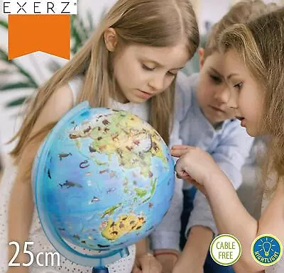 Exerz Cable-Free Illuminated World Globe LED Light Up Globe Dia 25CM Zoo-Geo  • £34.99