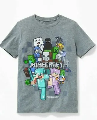 NWT OLD NAVY Boys Minecraft Characters Run Away! Tee T-Shirt Creeper Steve M LXL • $14.99