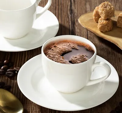 £16.95 • Buy Set Of 6 White Espresso Cups & Saucers New Bone China Turkish Coffee Mugs 90ml