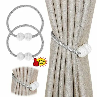 2Pcs A Pair Grey Magnetic Curtain Tie Backs Curtain Holdbacks Buckle Clips • £4.67