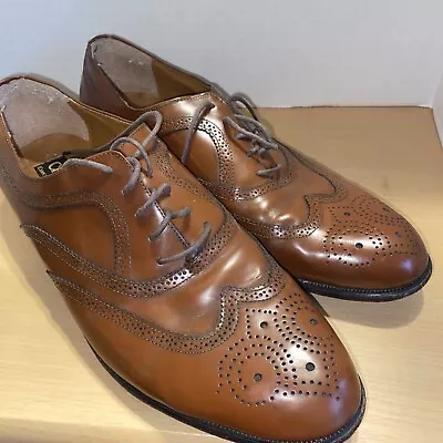 Crown Imperial Executive Oxford Wingtip Longboat Brogue Dress Shoe Brown 10.5 D • $49