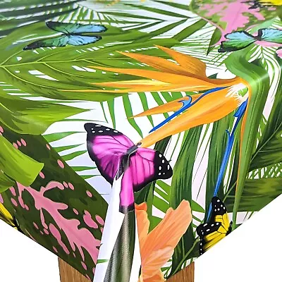 Tropical Rainforest Butterflies Multi PVC Vinyl Wipe Clean Oilcloth Tablecloth • £90