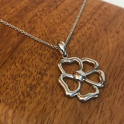 QVC Steel By Design Flower Pendant 18  Chain Pre-owned Jewelry • $0.99