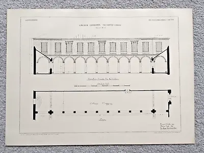 Lincoln Cathedral Chapter Library Plan & Elevation - Antique Plate - 1890 • £14.99