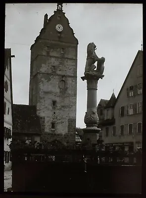 VINTAGE Magic Lantern Slide WURZBURG GATE DINKELSBUHL DATED 1934 PHOTO GERMANY  • £15