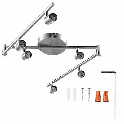 6-Light Adjustable Track Lighting With Foldable Arms For Living Room Silve • $37.59