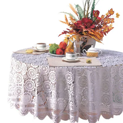 $19.79 • Buy 180cm Vintage Lace Round Tablecloth Dining Table Cloth Cover Wedding Party Decor