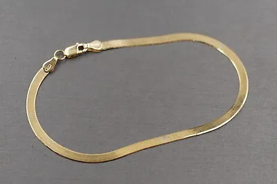 10K Solid Yellow Gold 2.8MM Flat Herringbone 7   8  Bracelet. Men Women Kid • $105