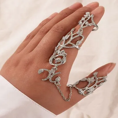 Indian Finger Silver Ring Hand Harness Chain Bracelet Jewellery Wear • £5.09