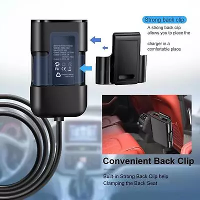 4-Port Multi USB Car Charger For Front Back Seat With Extension Cable T7E9 • $10.05