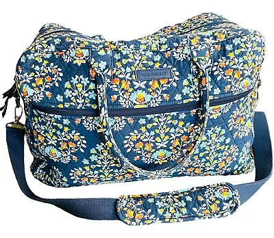 Vera Bradley Chandelier Blue Floral Weekender Travel Duffle Bag Tote Women's • $40.45