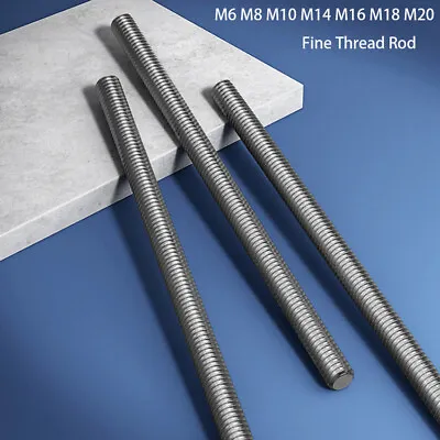 £2.74 • Buy M6 M8 M10 M14 16 18 M20 Fine Thread A2 Stainless Steel Threaded Rod Bar Studding