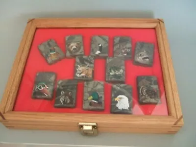 Vintage Zippo 1999-2000 Wild Birds & Beasts Sample Set 12 Kinds Framed Lighter • £1847.25