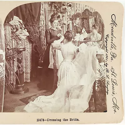 Dressing Room Bride Maid Stereoview C1901 Vanity Mirror Wedding Marriage F591 • $17.97