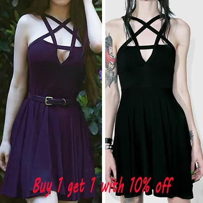 $26.48 • Buy Women Mini Dress Black Pentagram Summer Women Sexy Fashion Jf